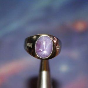 star sapphire ring 14k white gold star ruby with diamonds size 6.5 11.3 grams